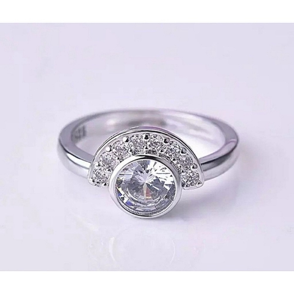 Sparkling Half Moon Ring | 925 Sterling Silver‎